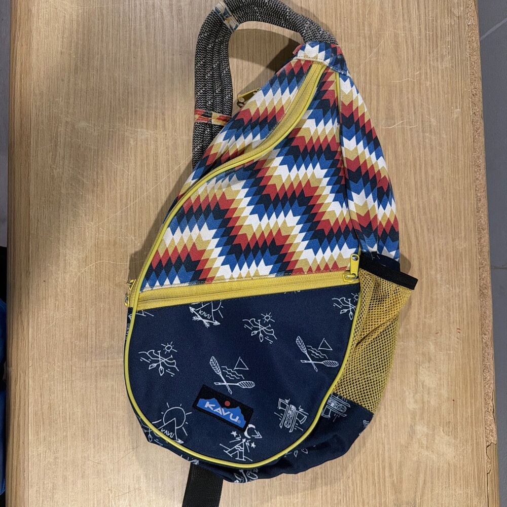 KAVU Aztec Sling Bag Crossbody Backpack Multicolor Rope Shoulder Strap Adjustabl